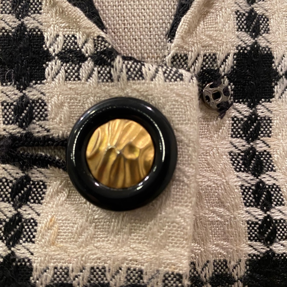 Casual Corner Womens Vintage Blazer Off White/Black Plaid /Gold Buttons/Size 2 P - Picture 4 of 13